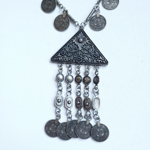 Tribal Coin Tassel Statement Necklace - Picture 3 of 14